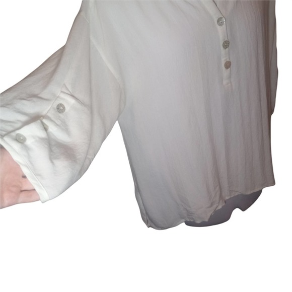 Soft Surroundings White V Neck Button Top - Picture 2 of 6